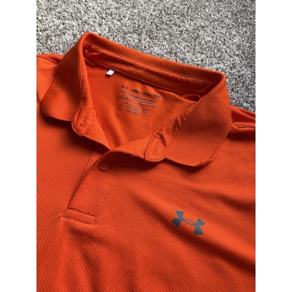 Under Armour The Performance Short Sleeve Polo Solid‎ Orange 2XL Shirt Men's - Picture 2 of 6
